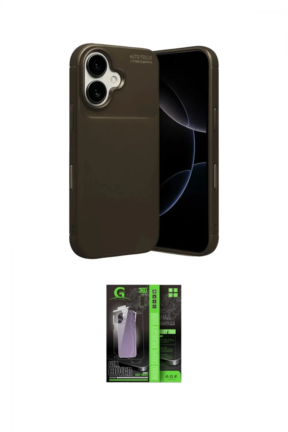 ieg™ iPhone 17 Kılıf Eksen Form Prime - Siyah 360 Mat Full Body Arka Koruyucu