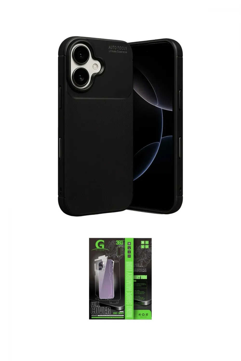 ieg™ iPhone 17 Kılıf Eksen Form Prime - Siyah 360 Mat Full Body Arka Koruyucu