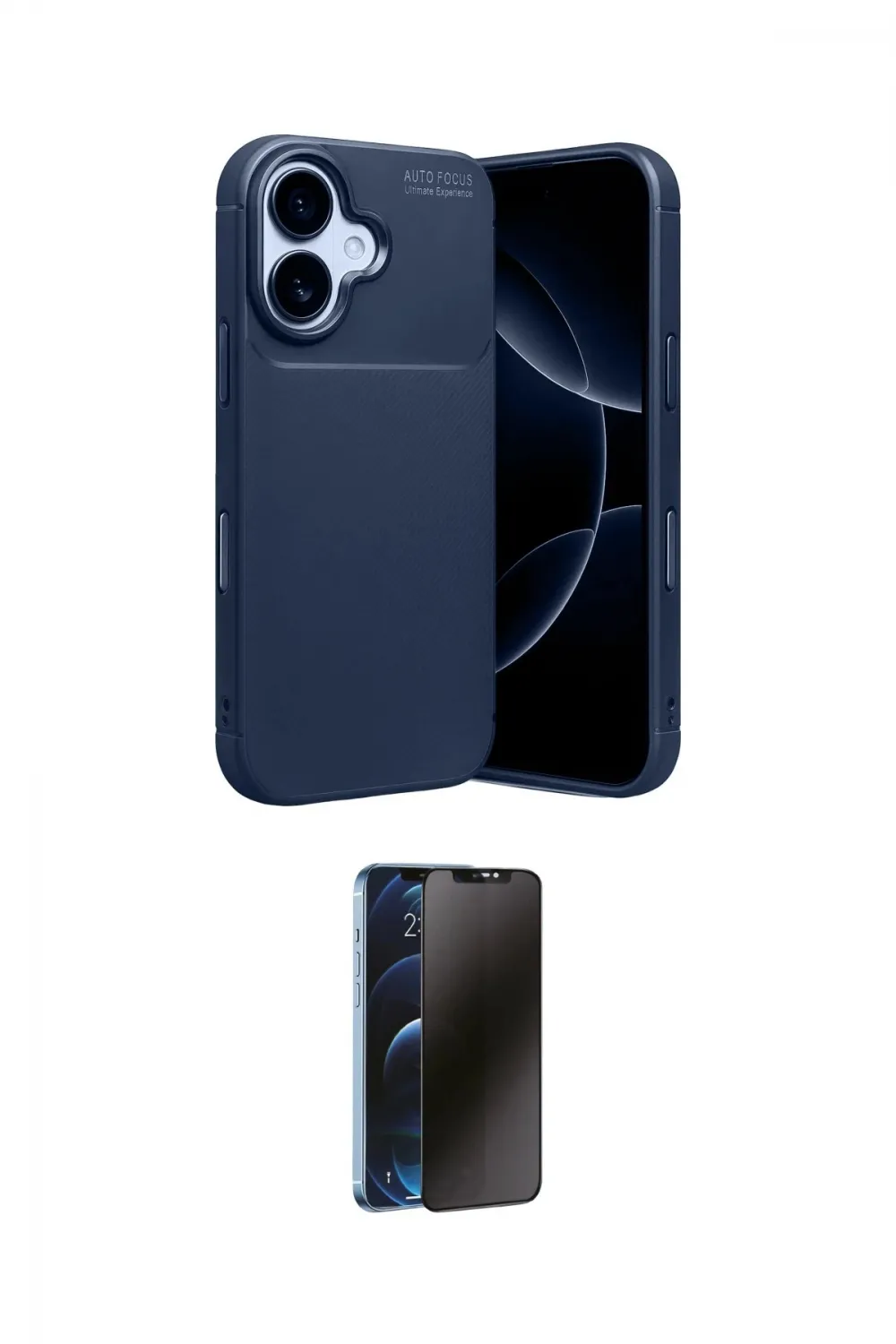 ieg™ iPhone 17 Kılıf Eksen Form Prime - Siyah 3D Antistatik Hayalet Cam Ekran Koruyucu
