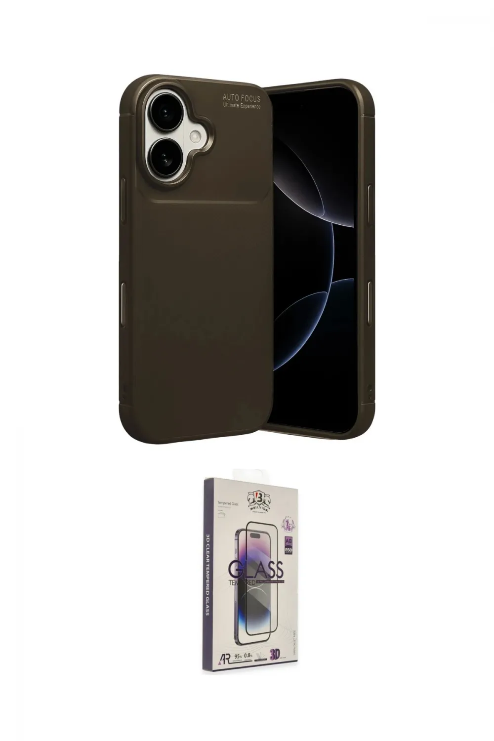 ieg™ iPhone 17 Kılıf Eksen Form Prime - Siyah Bilvis 3D Cam Ekran Koruyucu