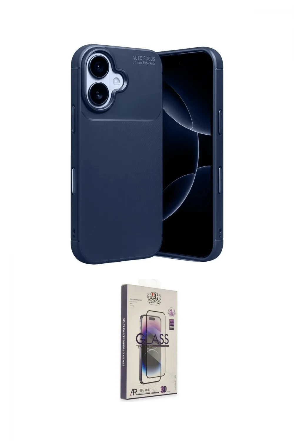 ieg™ iPhone 17 Kılıf Eksen Form Prime - Siyah Bilvis 3D Cam Ekran Koruyucu