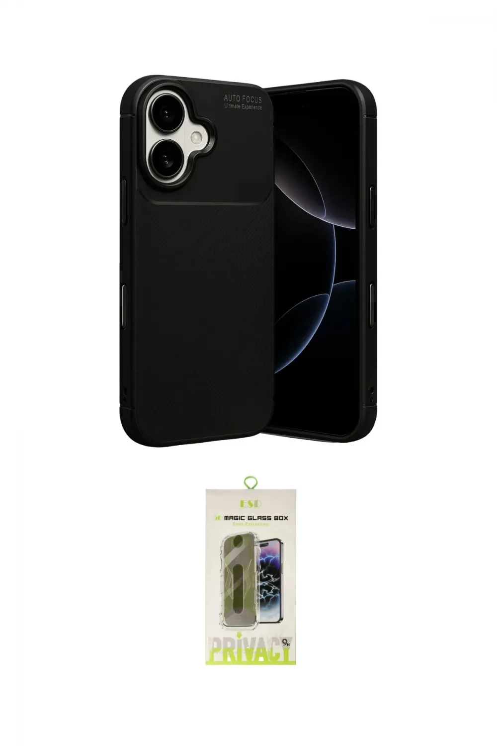 ieg™ iPhone 17 Kılıf Eksen Form Prime - Siyah Joko Magic 5D Hayalet Cam