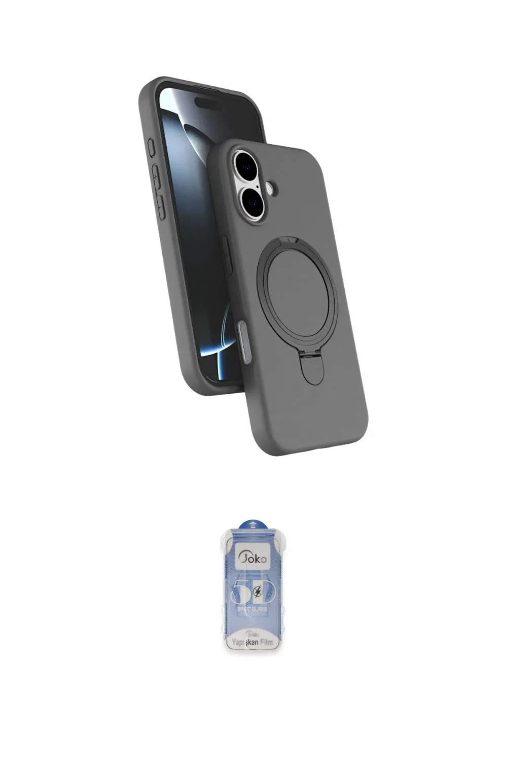 ieg™ iPhone 17 Kılıf İz Işık Koleksiyonu - Siyah Joko Magic 5D Cam