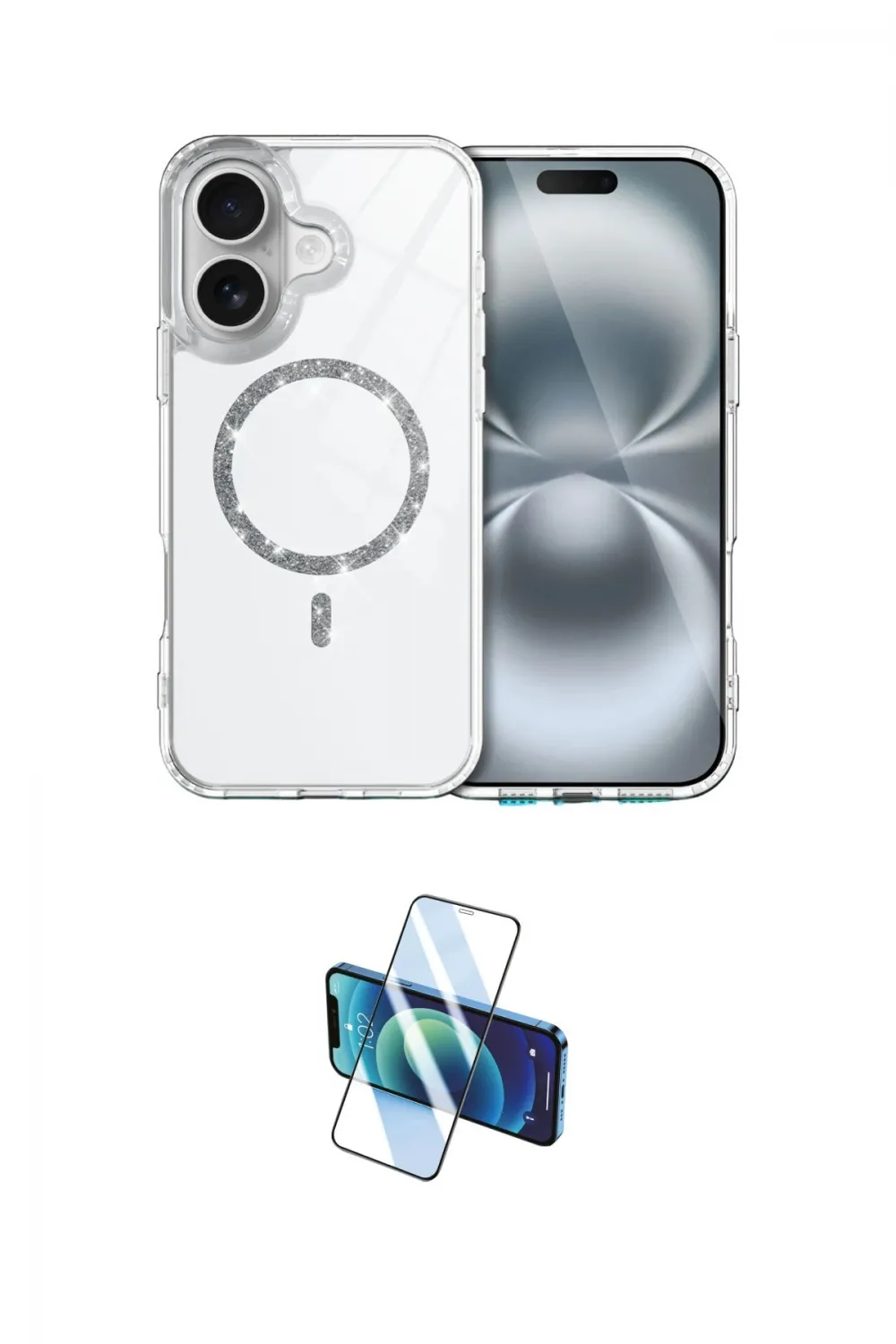 ieg™ iPhone 17 Kılıf Kıvılcım Form Prime - Siyah 3D Antistatik Cam Ekran Koruyucu