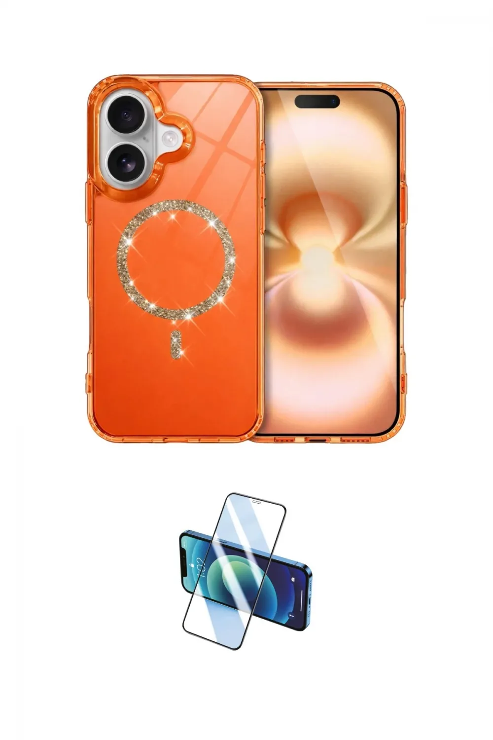 ieg™ iPhone 17 Kılıf Kıvılcım Form Prime - Siyah 3D Antistatik Cam Ekran Koruyucu