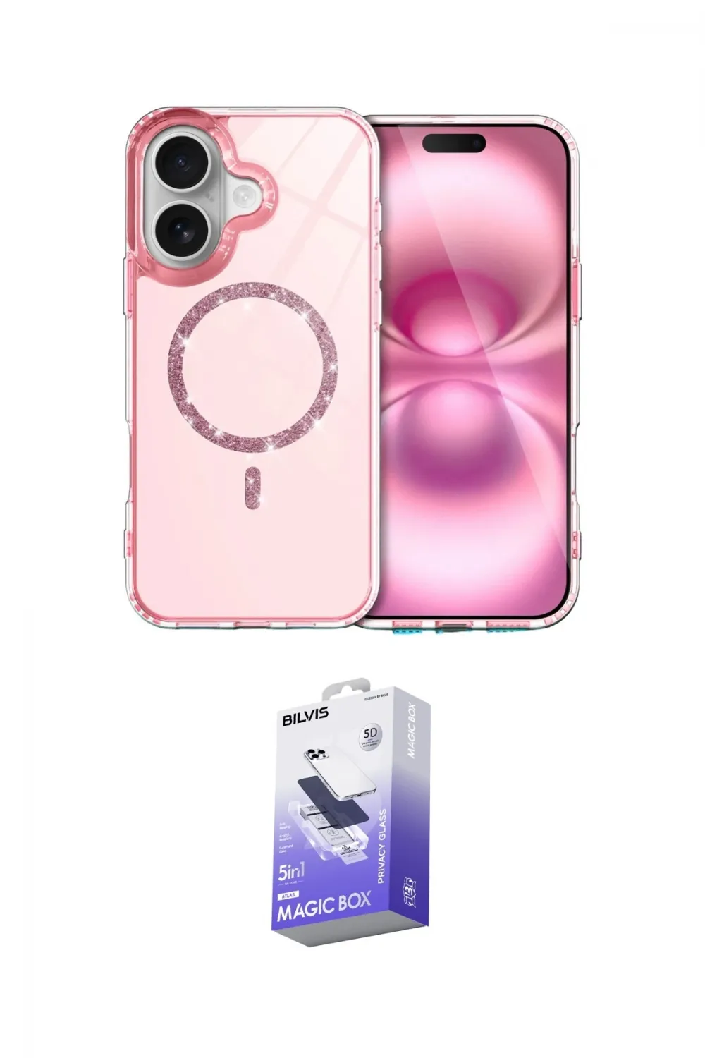 ieg™ iPhone 17 Kılıf Kıvılcım Form Prime - Siyah Bilvis 5in1 5D Magic Hayalet Cam Ekran Koruyucu