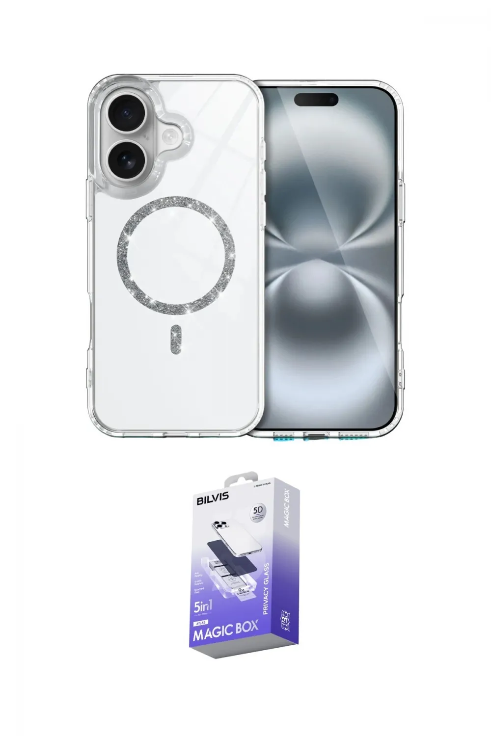 ieg™ iPhone 17 Kılıf Kıvılcım Form Prime - Siyah Bilvis 5in1 5D Magic Hayalet Cam Ekran Koruyucu