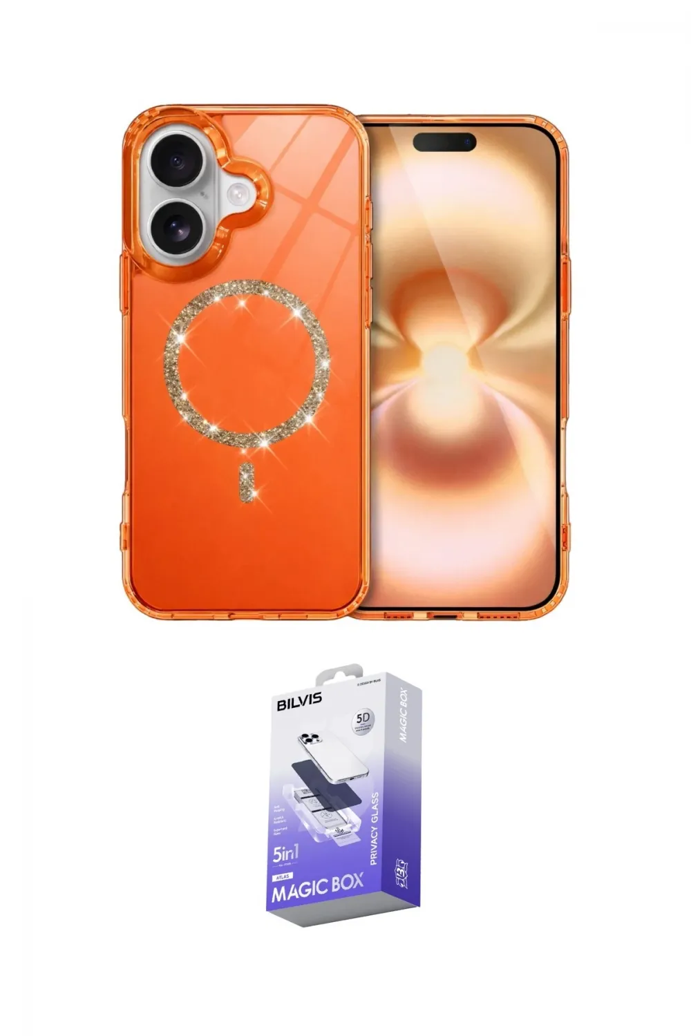 ieg™ iPhone 17 Kılıf Kıvılcım Form Prime - Siyah Bilvis 5in1 5D Magic Hayalet Cam Ekran Koruyucu