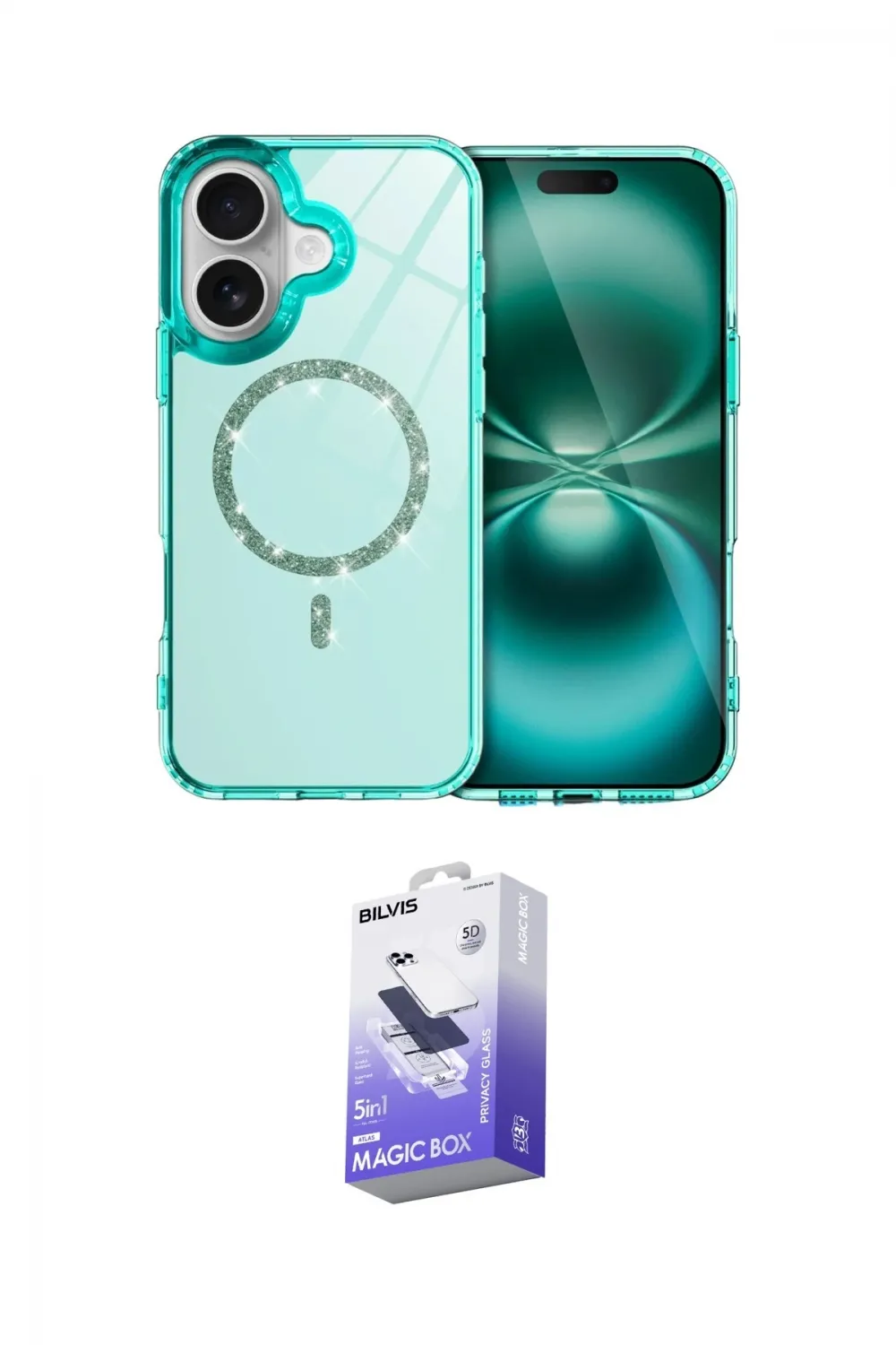 ieg™ iPhone 17 Kılıf Kıvılcım Form Prime - Siyah Bilvis 5in1 5D Magic Hayalet Cam Ekran Koruyucu