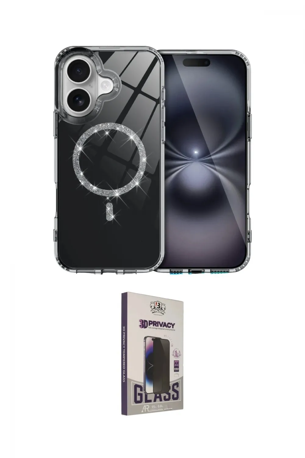 ieg™ iPhone 17 Kılıf Kıvılcım Form Prime - Siyah Bilvis Hayalet Cam Ekran Koruyucu