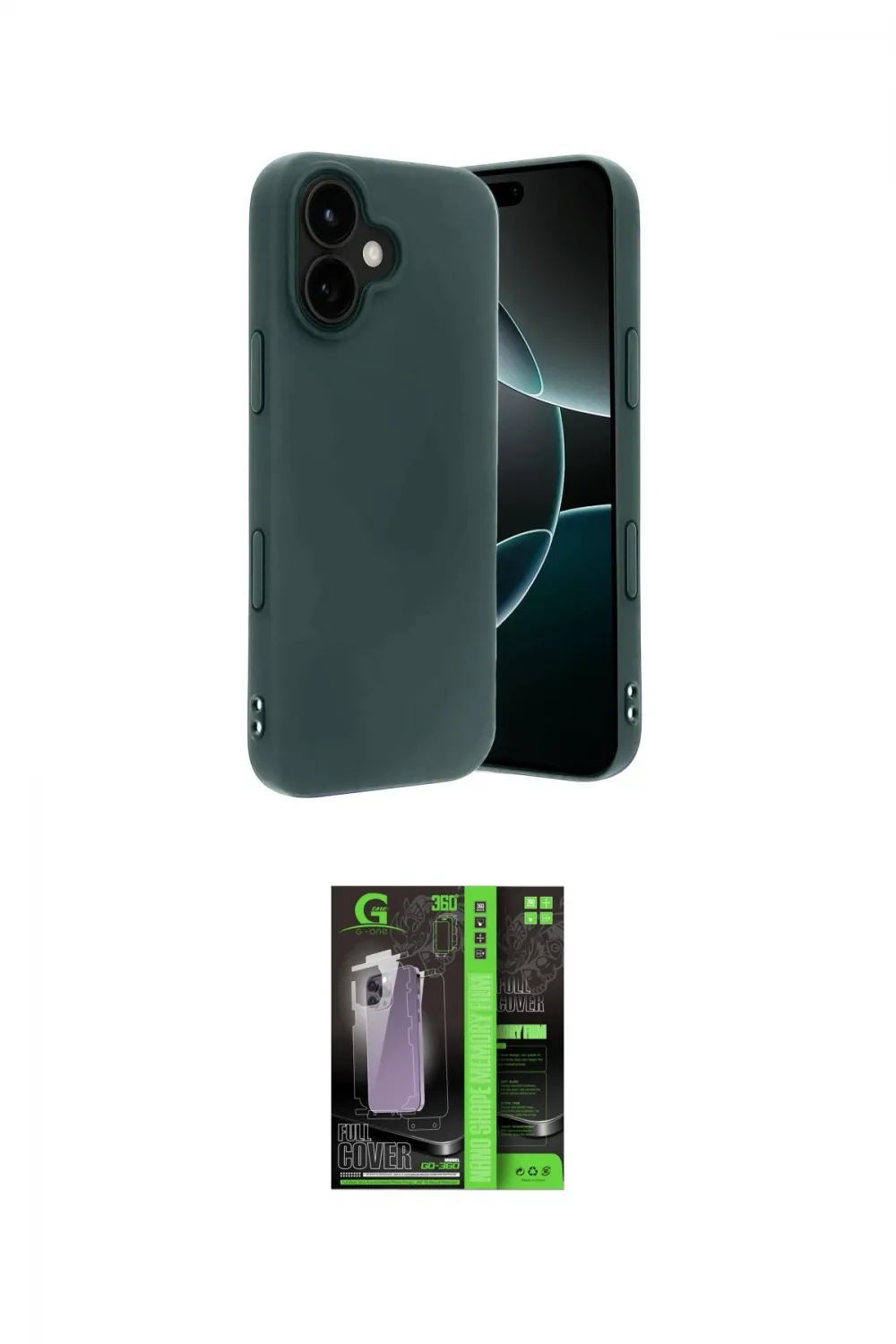 ieg™ iPhone 17 Kılıf Kozmos Yansıma Özel Seri - Siyah 360 Mat Full Body Arka Koruyucu