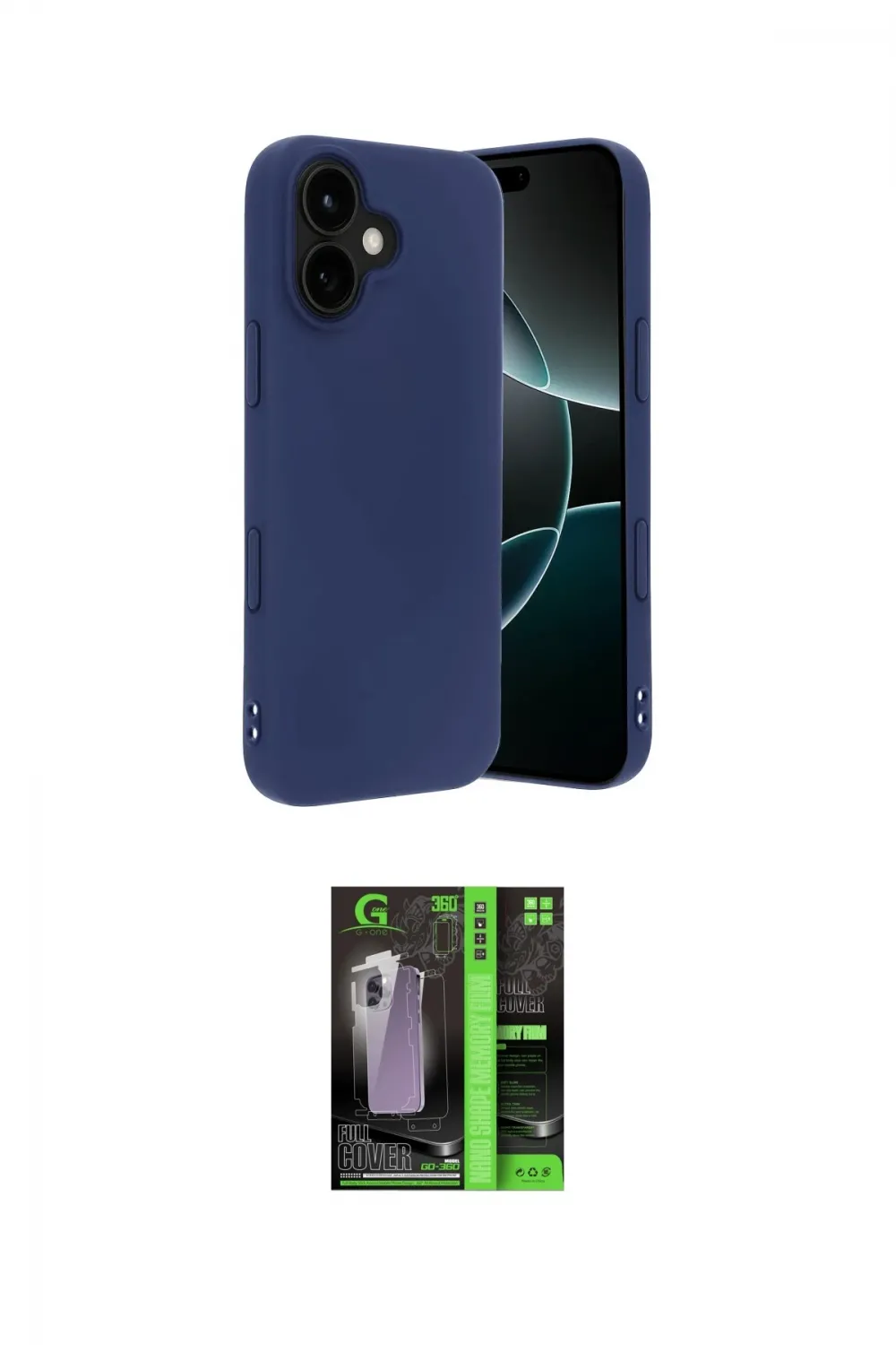ieg™ iPhone 17 Kılıf Kozmos Yansıma Özel Seri - Siyah 360 Mat Full Body Arka Koruyucu