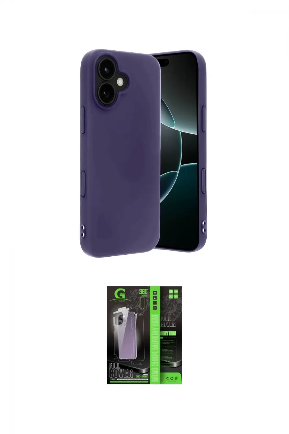 ieg™ iPhone 17 Kılıf Kozmos Yansıma Özel Seri - Siyah 360 Mat Full Body Arka Koruyucu