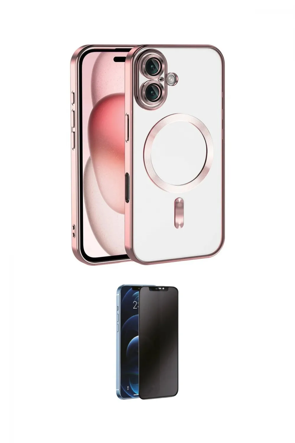 ieg™ iPhone 17 Kılıf Nova Işık Özel Seri - Siyah 3D Antistatik Hayalet Cam Ekran Koruyucu