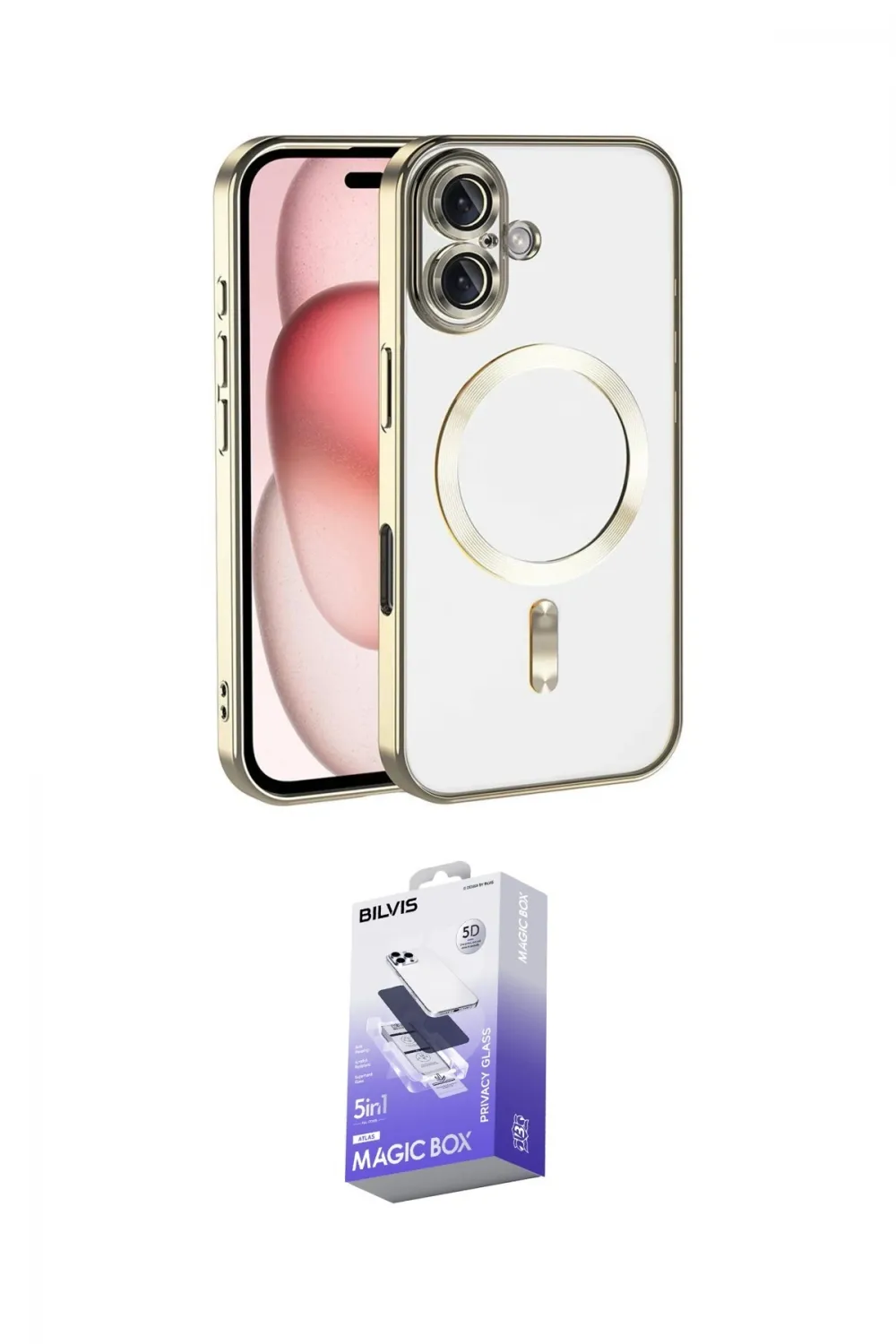 ieg™ iPhone 17 Kılıf Nova Işık Özel Seri - Siyah Bilvis 5in1 5D Magic Hayalet Cam Ekran Koruyucu