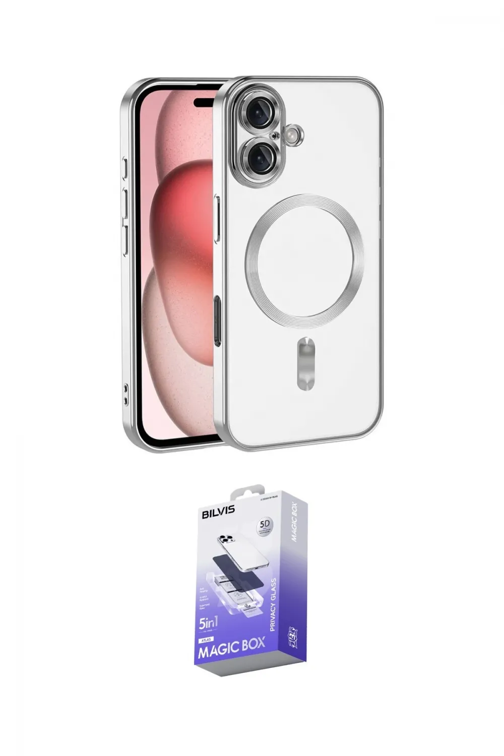ieg™ iPhone 17 Kılıf Nova Işık Özel Seri - Siyah Bilvis 5in1 5D Magic Hayalet Cam Ekran Koruyucu