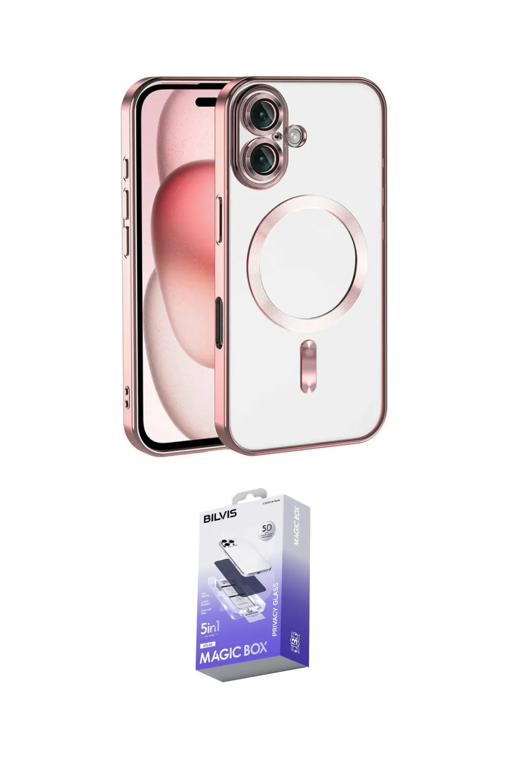 ieg™ iPhone 17 Kılıf Nova Işık Özel Seri - Siyah Bilvis 5in1 5D Magic Hayalet Cam Ekran Koruyucu