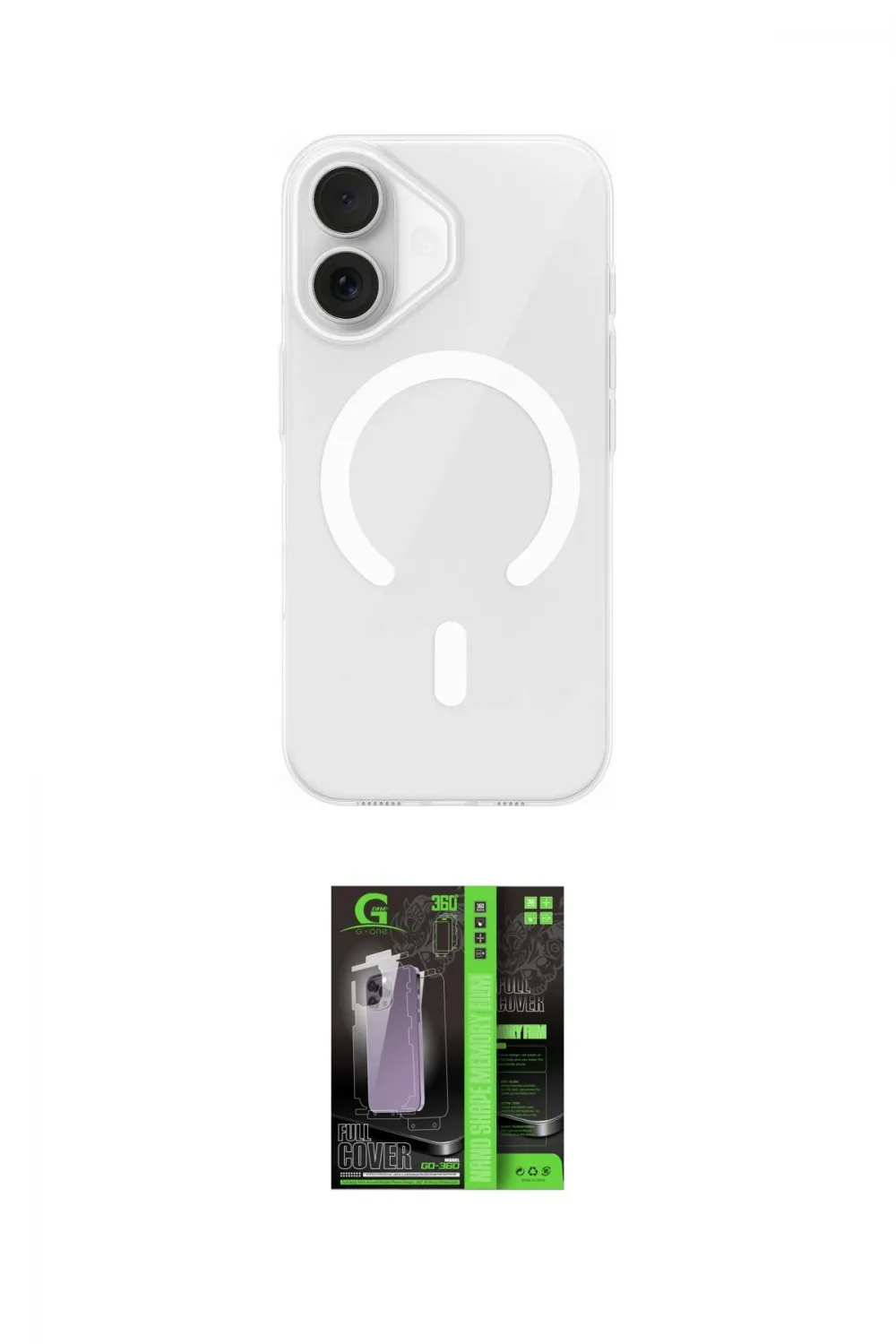 ieg™ iPhone 17 Kılıf Pusula Form Özel Seri - Şeffaf 360 Full Body Arka Koruyucu