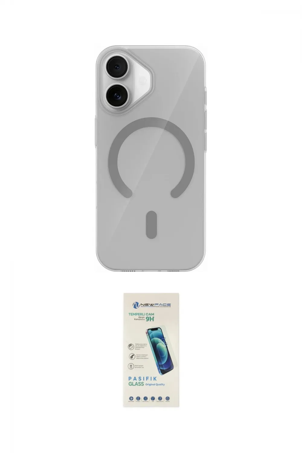 ieg™ iPhone 17 Kılıf Pusula Form Özel Seri - Şeffaf Pasifik Cam Ekran Koruyucu