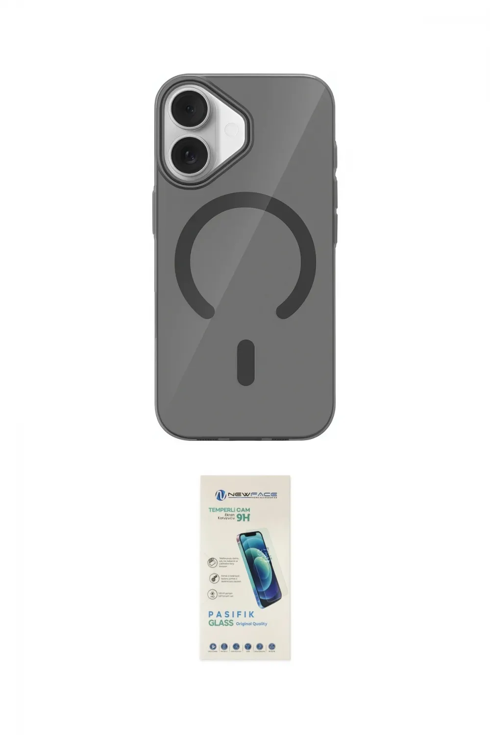 ieg™ iPhone 17 Kılıf Pusula Form Özel Seri - Şeffaf Pasifik Cam Ekran Koruyucu