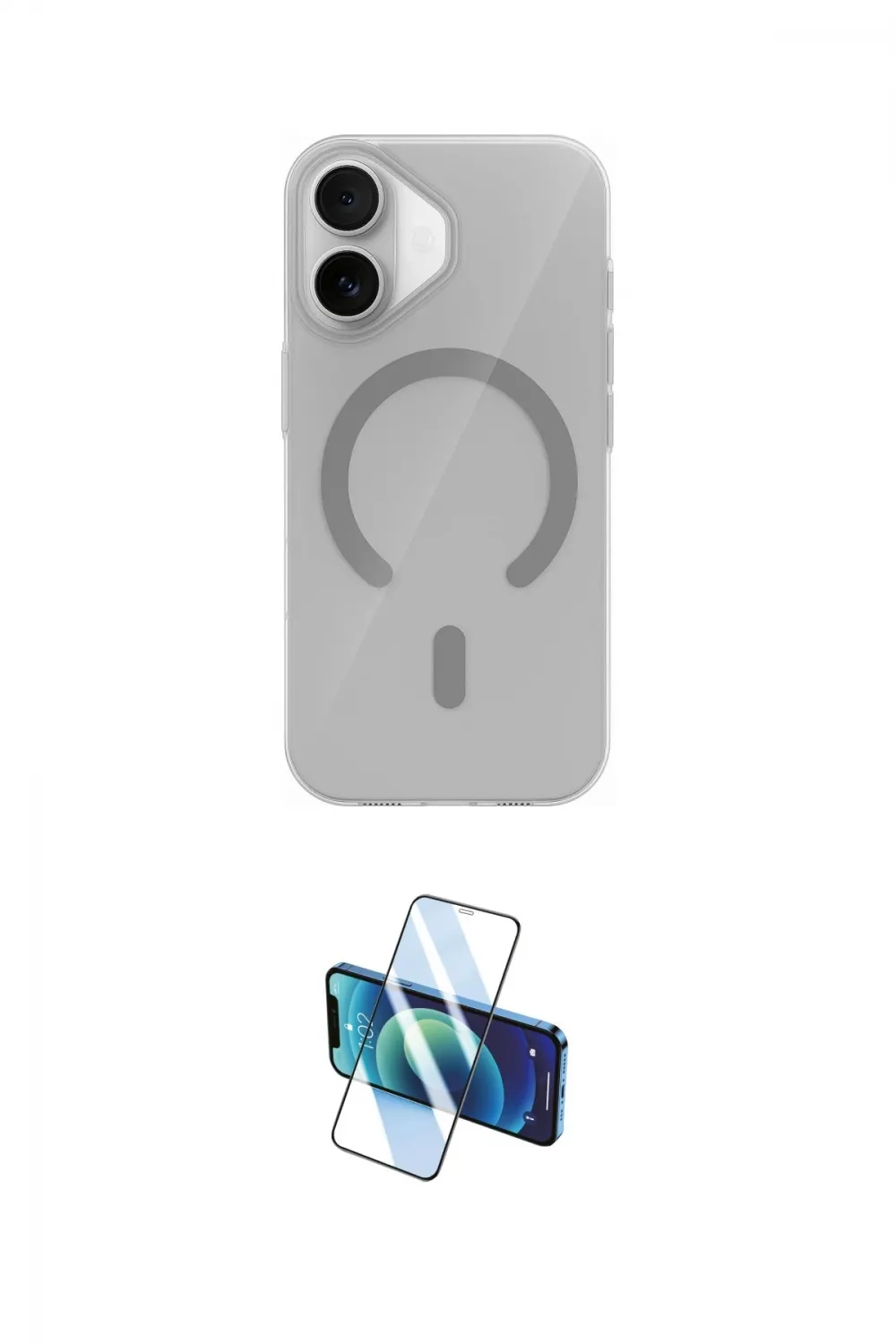 ieg™ iPhone 17 Kılıf Pusula Form Özel Seri - Siyah 3D Antistatik Cam Ekran Koruyucu