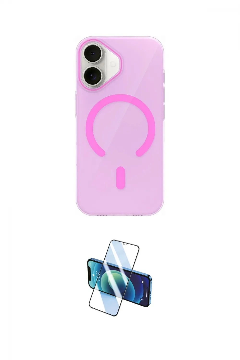 ieg™ iPhone 17 Kılıf Pusula Form Özel Seri - Siyah 3D Antistatik Cam Ekran Koruyucu