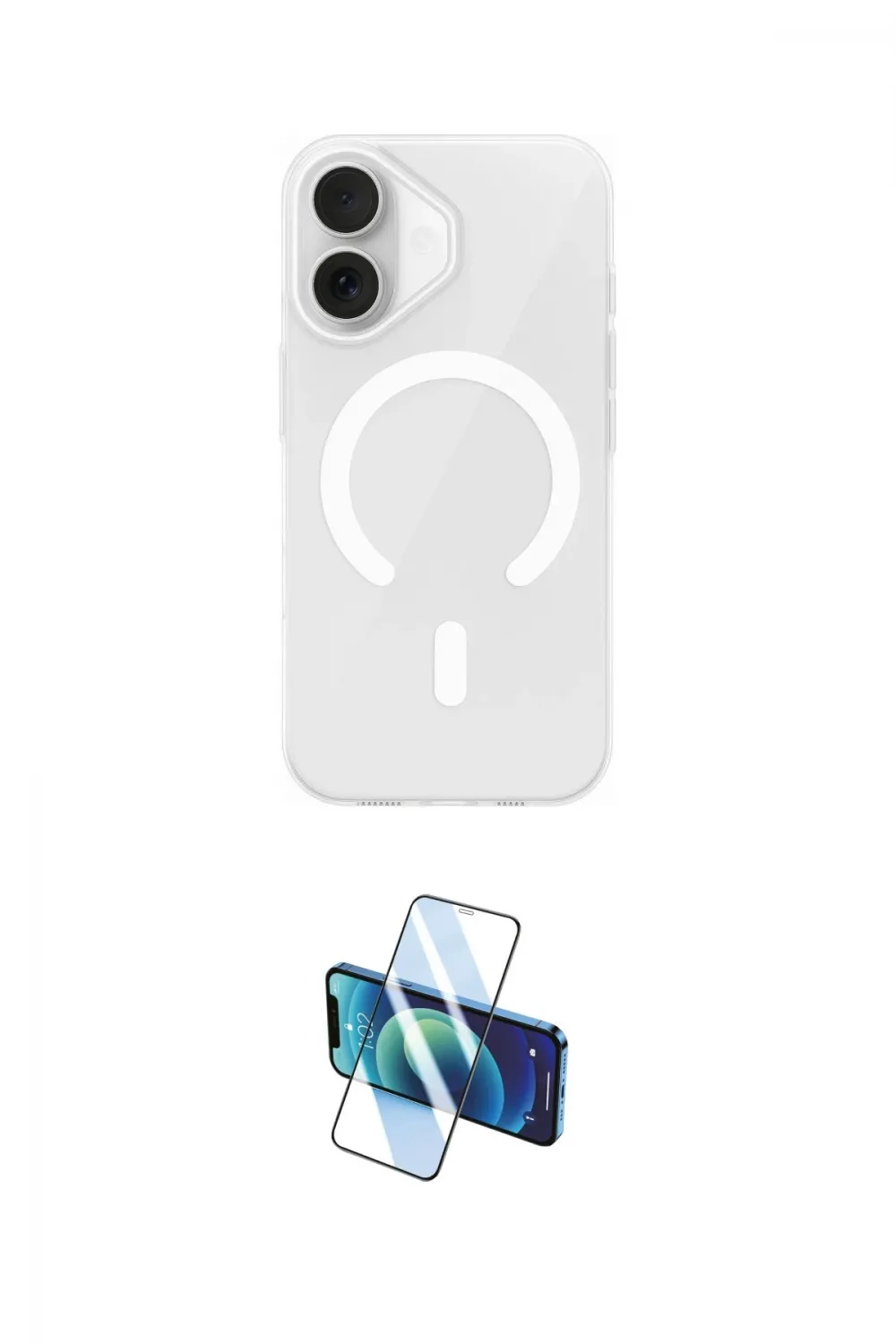 ieg™ iPhone 17 Kılıf Pusula Form Özel Seri - Siyah 3D Antistatik Cam Ekran Koruyucu