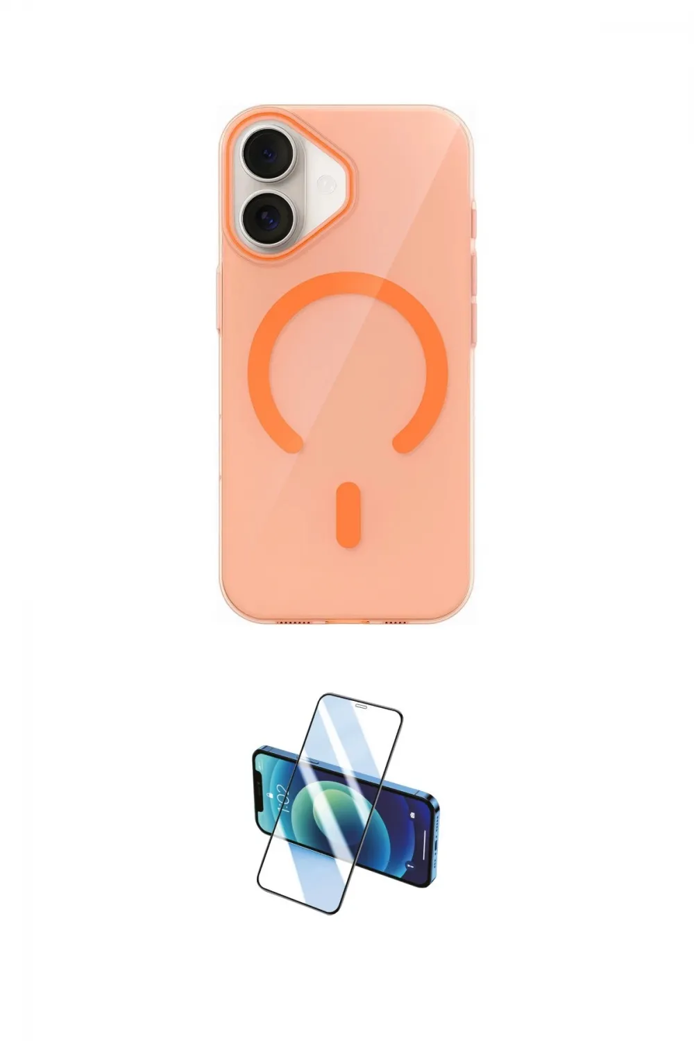 ieg™ iPhone 17 Kılıf Pusula Form Özel Seri - Siyah 3D Antistatik Cam Ekran Koruyucu