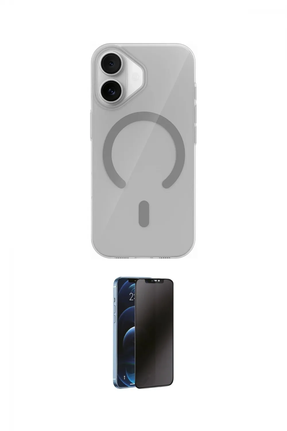 ieg™ iPhone 17 Kılıf Pusula Form Özel Seri - Siyah 3D Antistatik Hayalet Cam Ekran Koruyucu