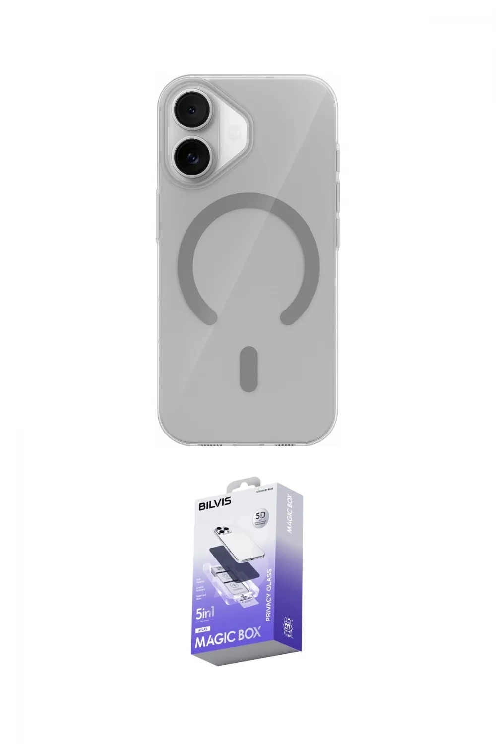 ieg™ iPhone 17 Kılıf Pusula Form Özel Seri - Siyah Bilvis 5in1 5D Magic Hayalet Cam Ekran Koruyucu