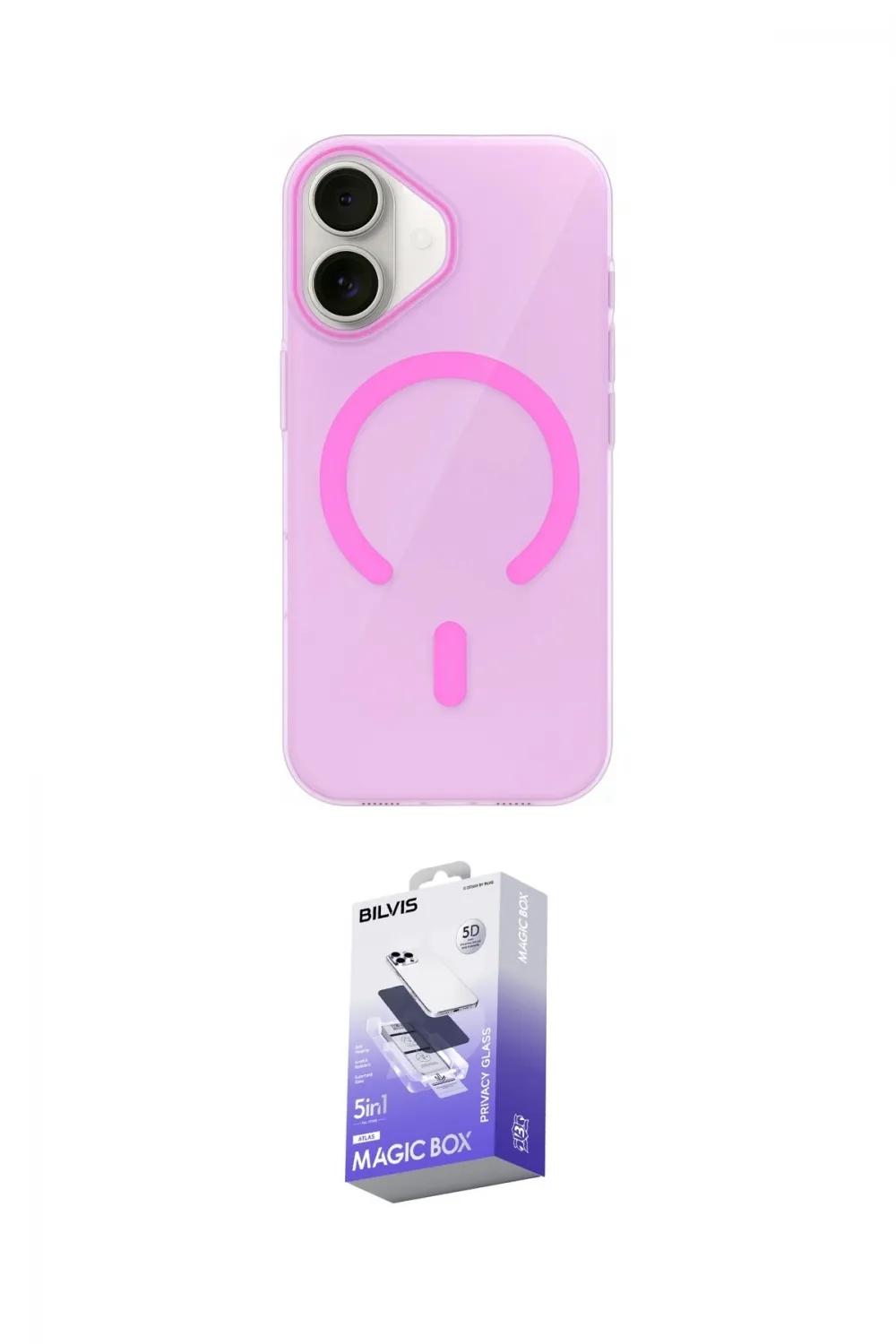 ieg™ iPhone 17 Kılıf Pusula Form Özel Seri - Siyah Bilvis 5in1 5D Magic Hayalet Cam Ekran Koruyucu