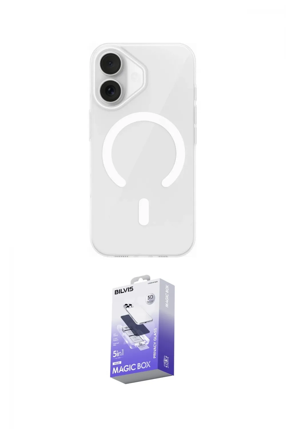 ieg™ iPhone 17 Kılıf Pusula Form Özel Seri - Siyah Bilvis 5in1 5D Magic Hayalet Cam Ekran Koruyucu