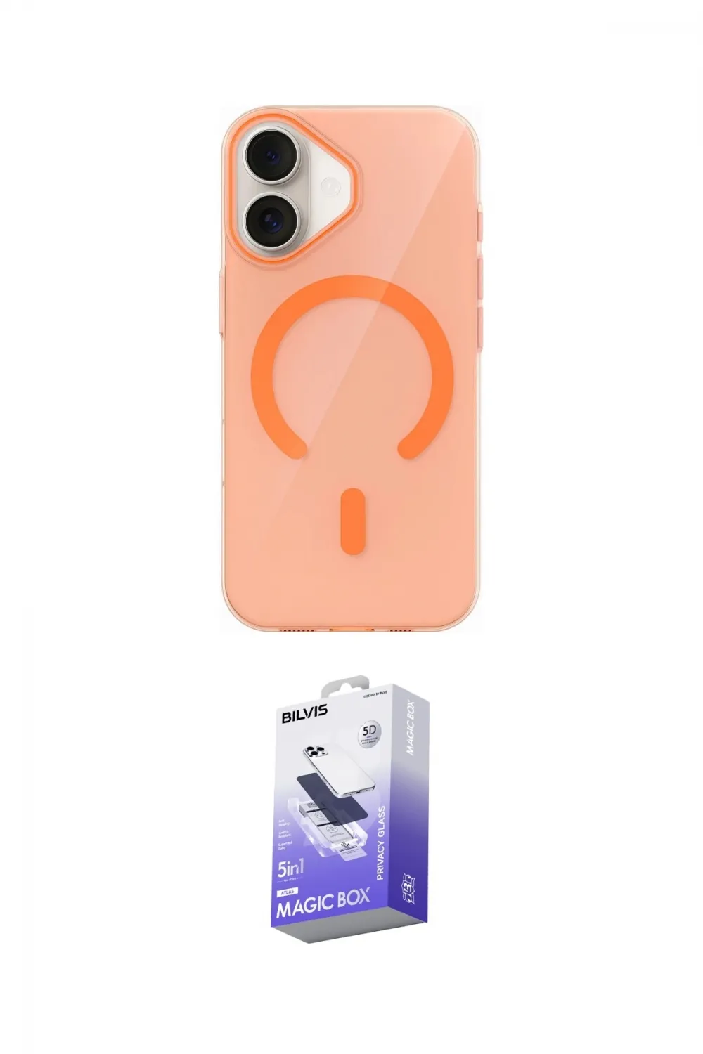 ieg™ iPhone 17 Kılıf Pusula Form Özel Seri - Siyah Bilvis 5in1 5D Magic Hayalet Cam Ekran Koruyucu