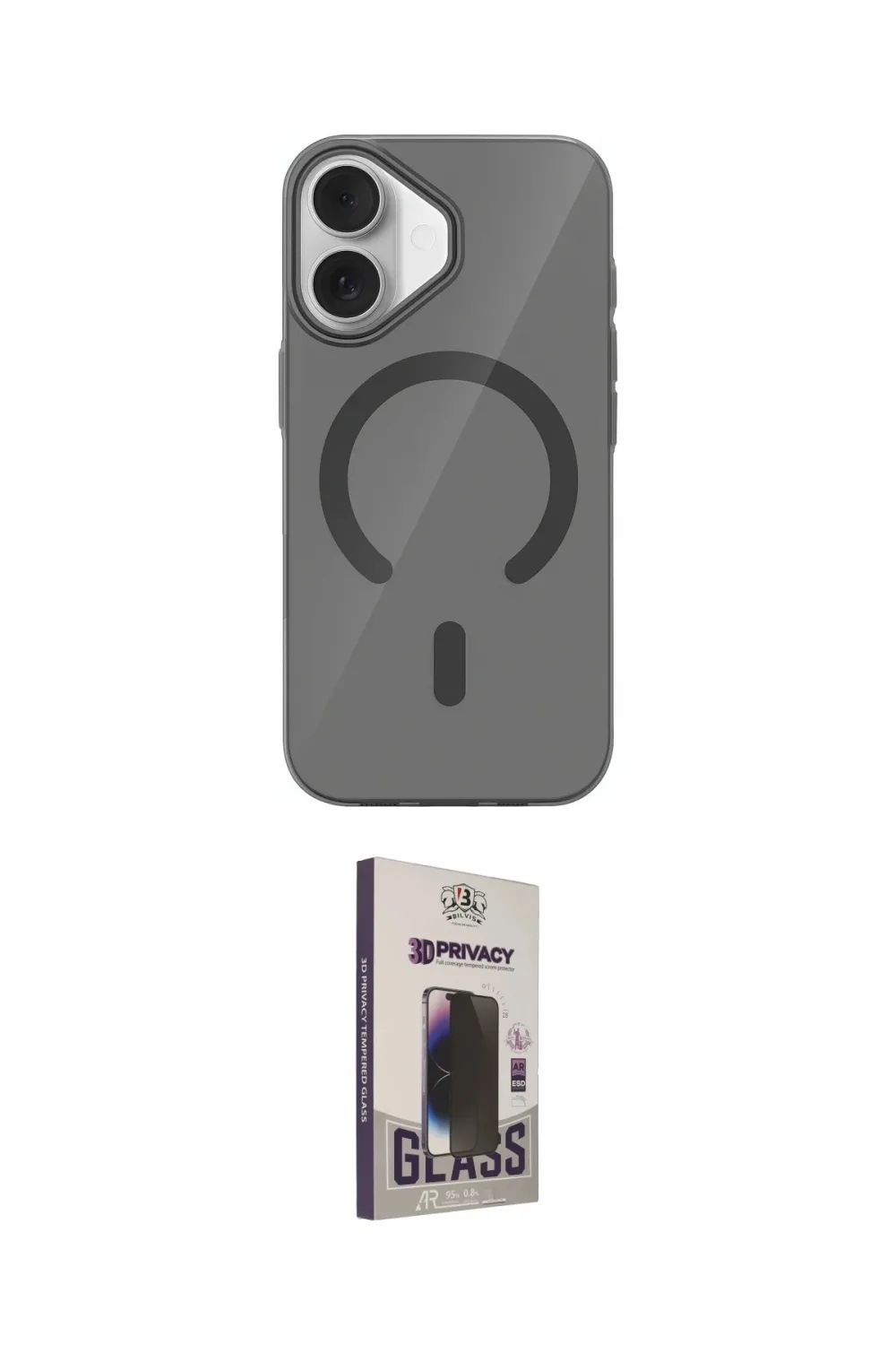 ieg™ iPhone 17 Kılıf Pusula Form Özel Seri - Siyah Bilvis Hayalet Cam Ekran Koruyucu