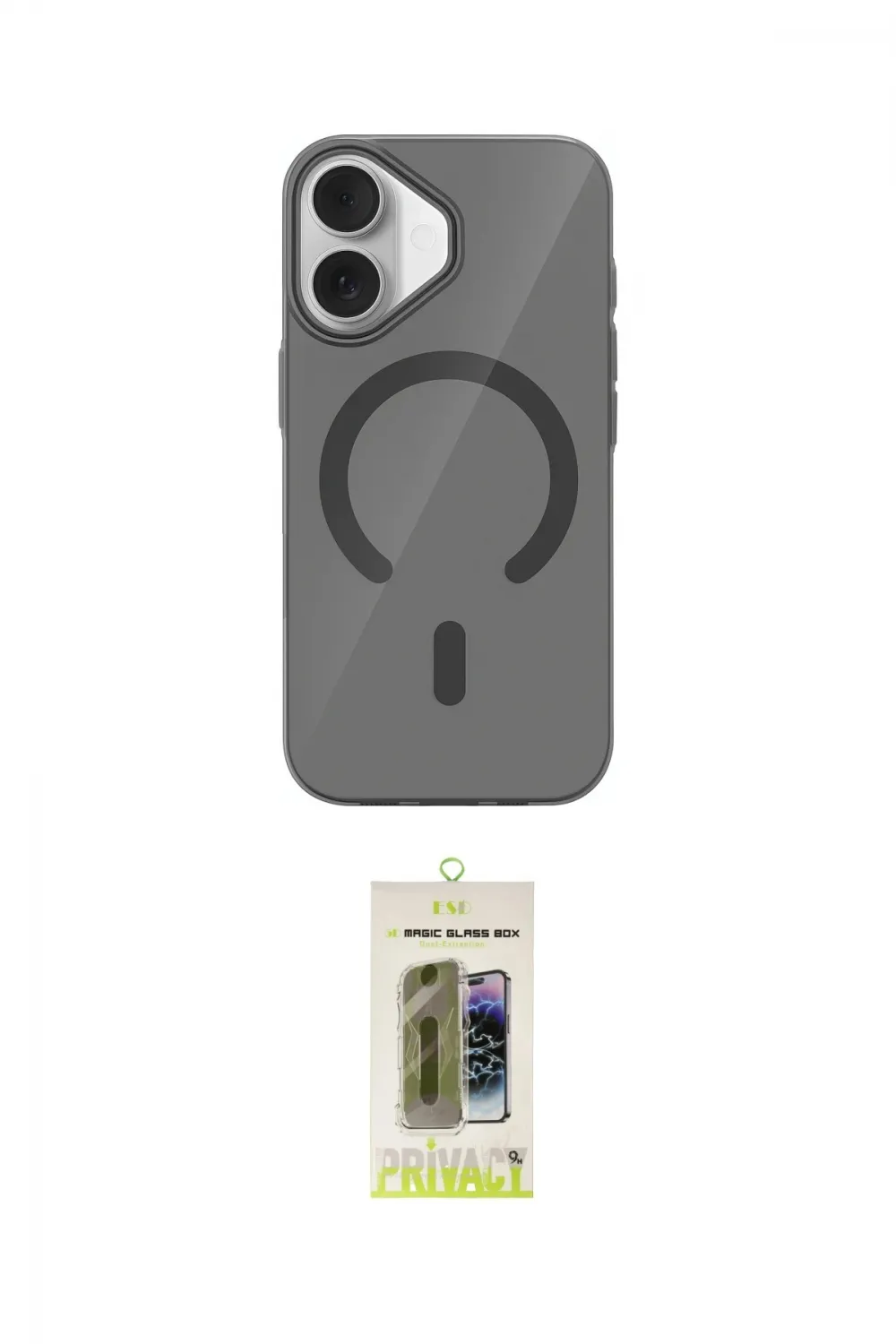 ieg™ iPhone 17 Kılıf Pusula Form Özel Seri - Siyah Joko Magic 5D Hayalet Cam