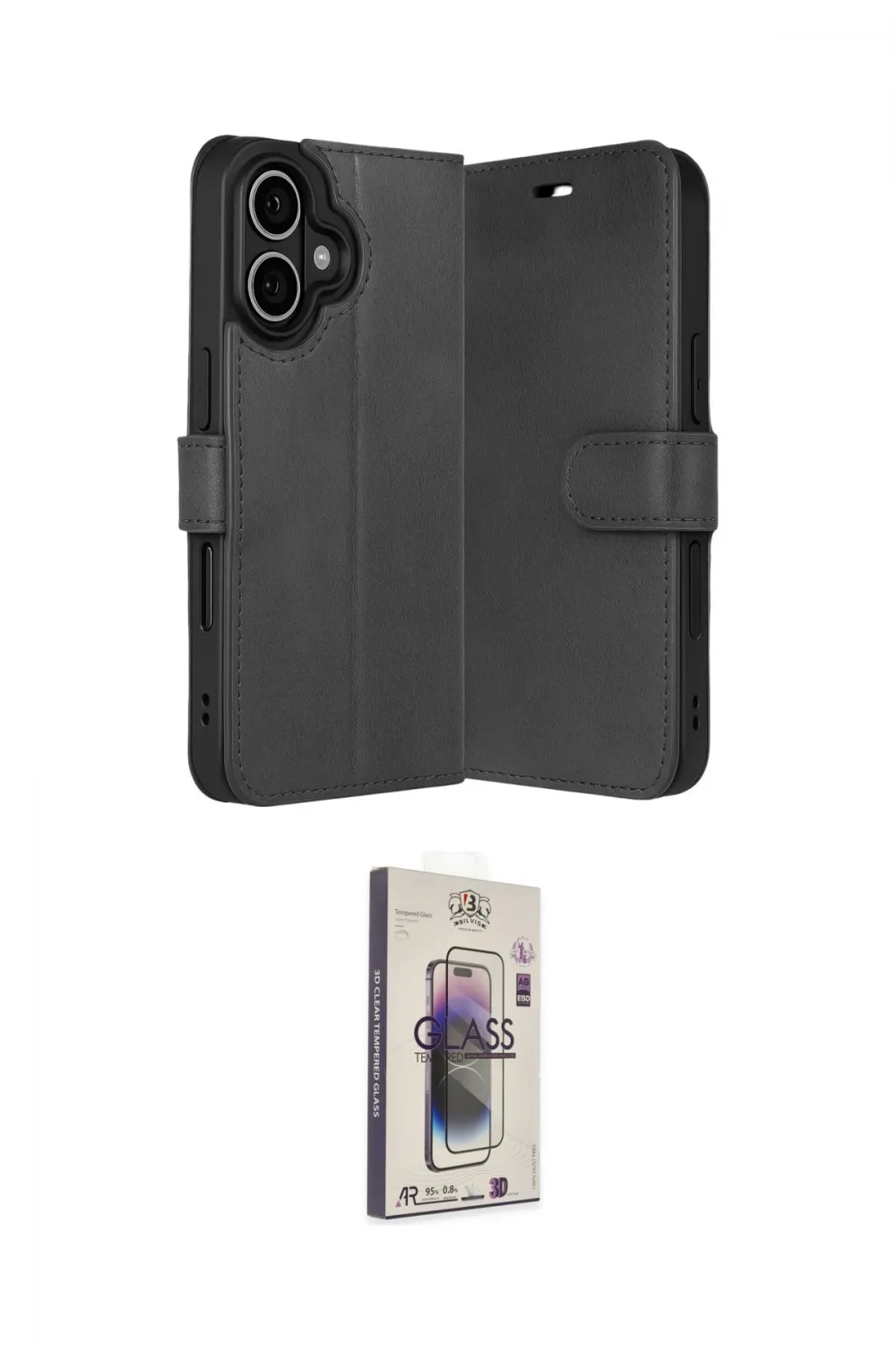 ieg™ iPhone 17 Kılıf Siluet Işık Serisi - Siyah Bilvis 3D Cam Ekran Koruyucu