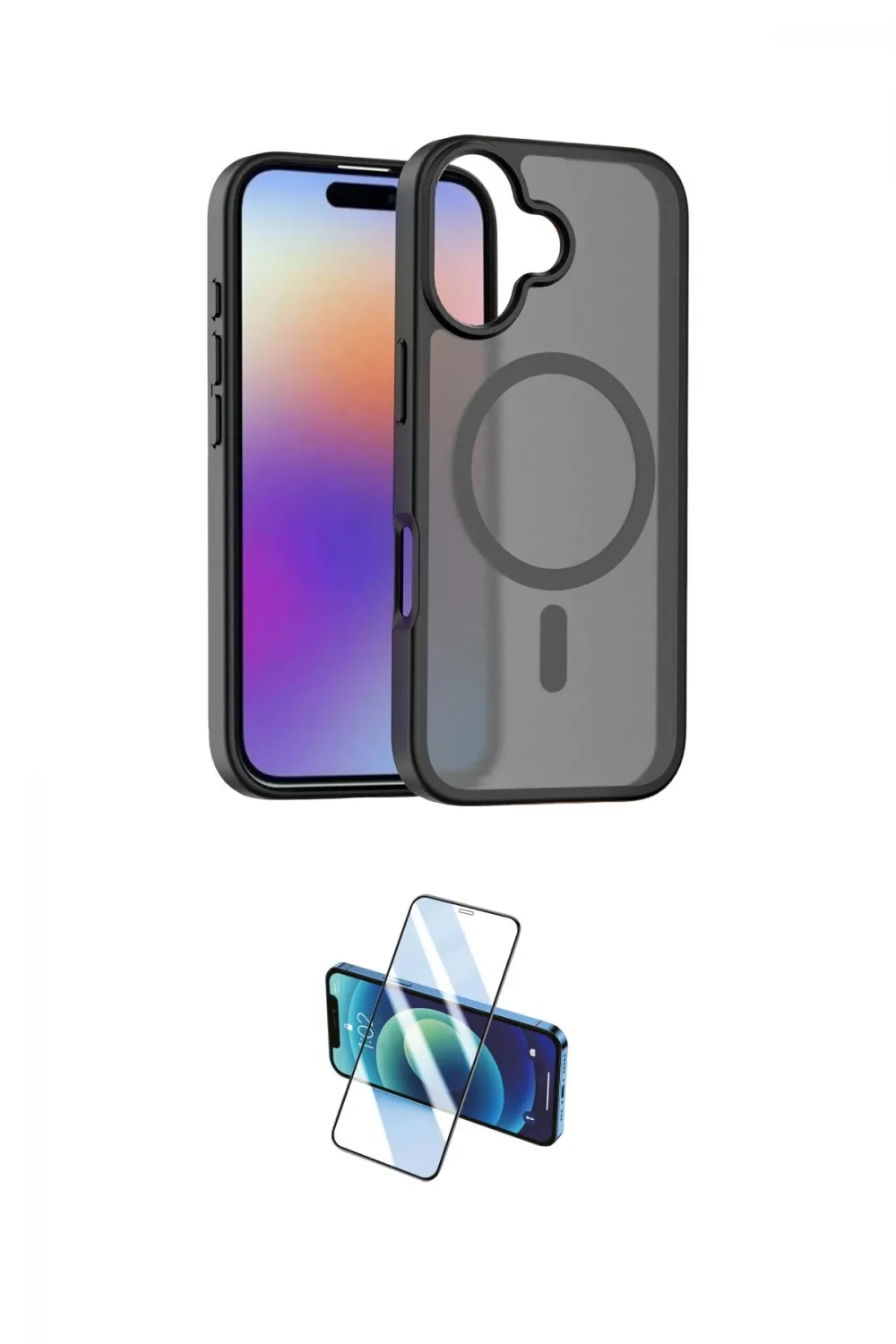 ieg™ iPhone 17 Kılıf Siluet Minimal Prime - Siyah 3D Antistatik Seramik Nano Ekran Koruyucu