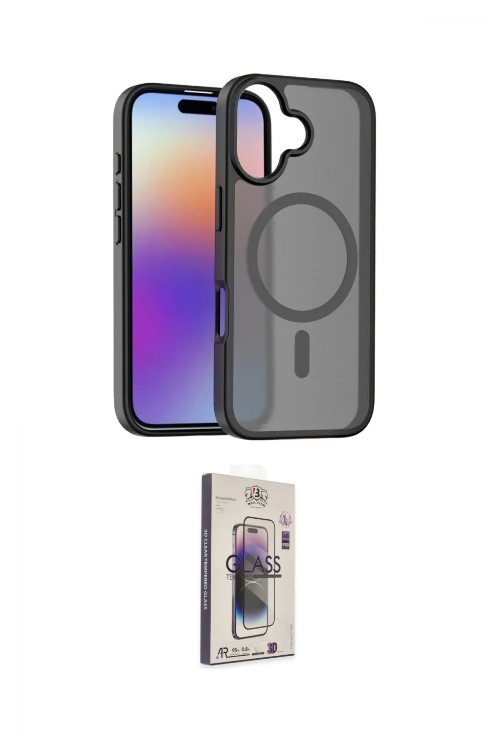 ieg™ iPhone 17 Kılıf Siluet Minimal Prime - Siyah Bilvis 3D Cam Ekran Koruyucu