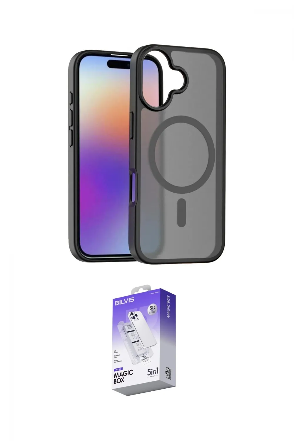 ieg™ iPhone 17 Kılıf Siluet Minimal Prime - Siyah Bilvis 5in1 3D Magic Cam Ekran Koruyucu