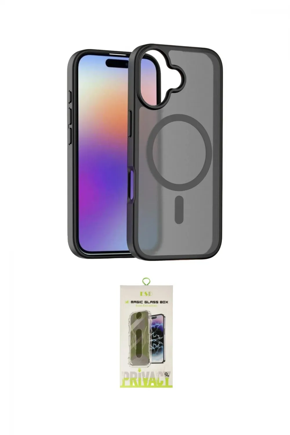 ieg™ iPhone 17 Kılıf Siluet Minimal Prime - Siyah Joko Magic 5D Hayalet Cam