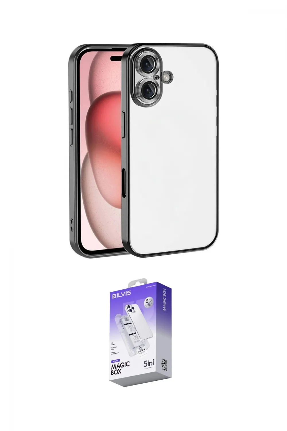 ieg™ iPhone 17 Kılıf Vadi Minimal - Siyah Bilvis 5in1 3D Magic Cam Ekran Koruyucu