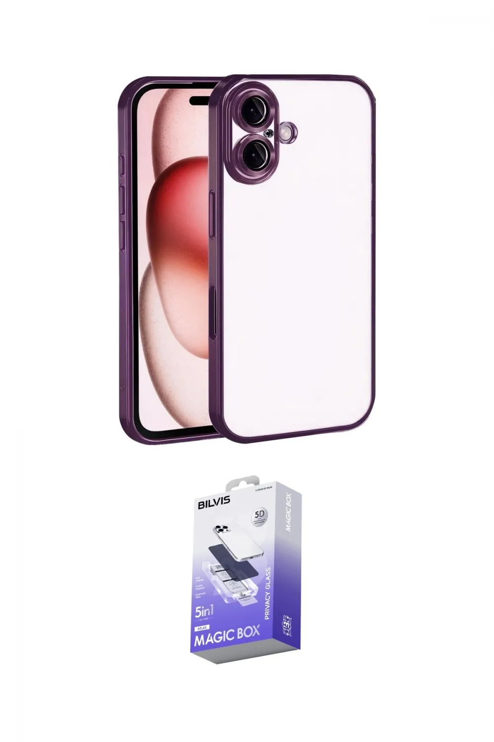 ieg™ iPhone 17 Kılıf Vadi Minimal - Siyah Bilvis 5in1 5D Magic Hayalet Cam Ekran Koruyucu