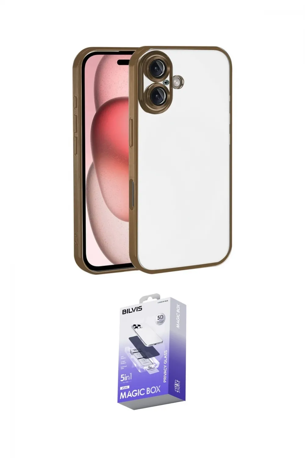 ieg™ iPhone 17 Kılıf Vadi Minimal - Siyah Bilvis 5in1 5D Magic Hayalet Cam Ekran Koruyucu