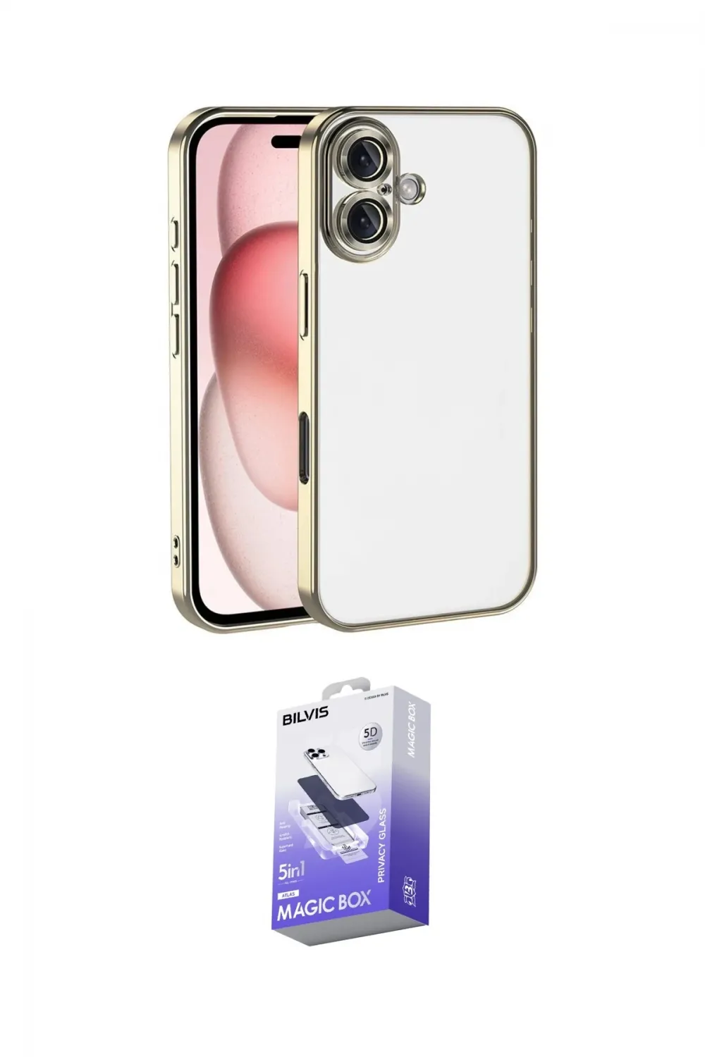 ieg™ iPhone 17 Kılıf Vadi Minimal - Siyah Bilvis 5in1 5D Magic Hayalet Cam Ekran Koruyucu