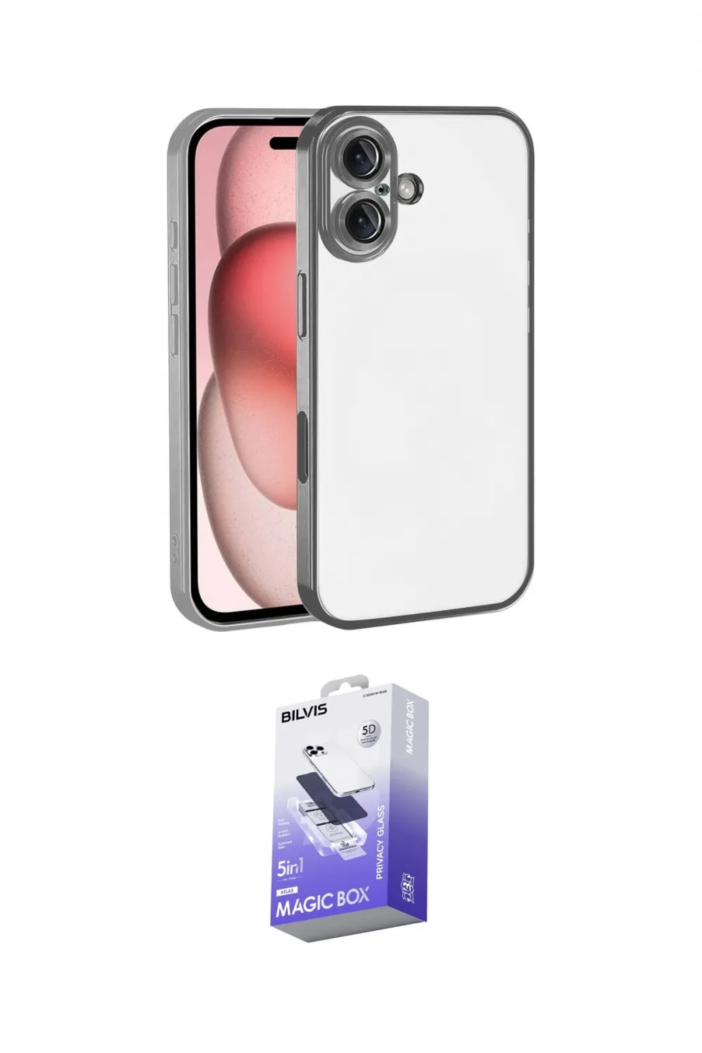 ieg™ iPhone 17 Kılıf Vadi Minimal - Siyah Bilvis 5in1 5D Magic Hayalet Cam Ekran Koruyucu