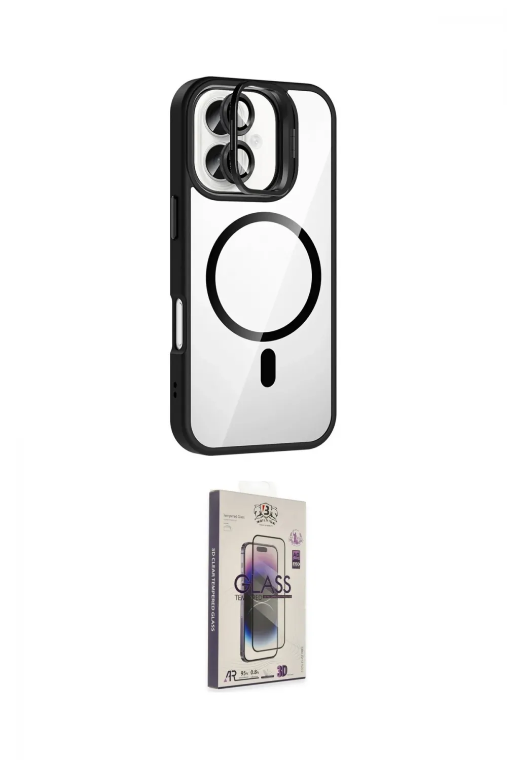 ieg™ iPhone 17 Kılıf Yadigar Asil Koleksiyonu - Siyah Bilvis 3D Cam Ekran Koruyucu