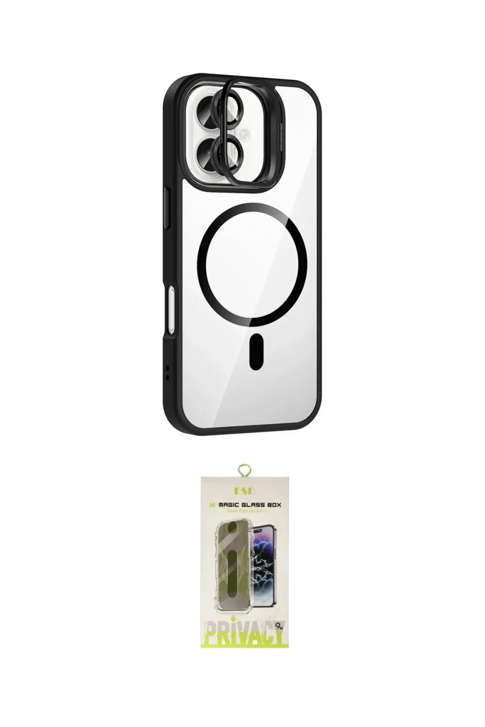 ieg™ iPhone 17 Kılıf Yadigar Asil Koleksiyonu - Siyah Joko Magic 5D Hayalet Cam