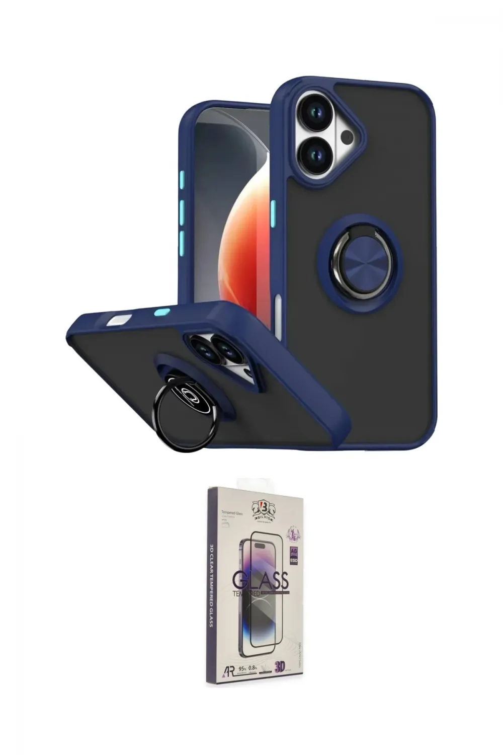 ieg™ iPhone 17 Kılıf Yörünge Çizgi - Siyah Bilvis 3D Cam Ekran Koruyucu