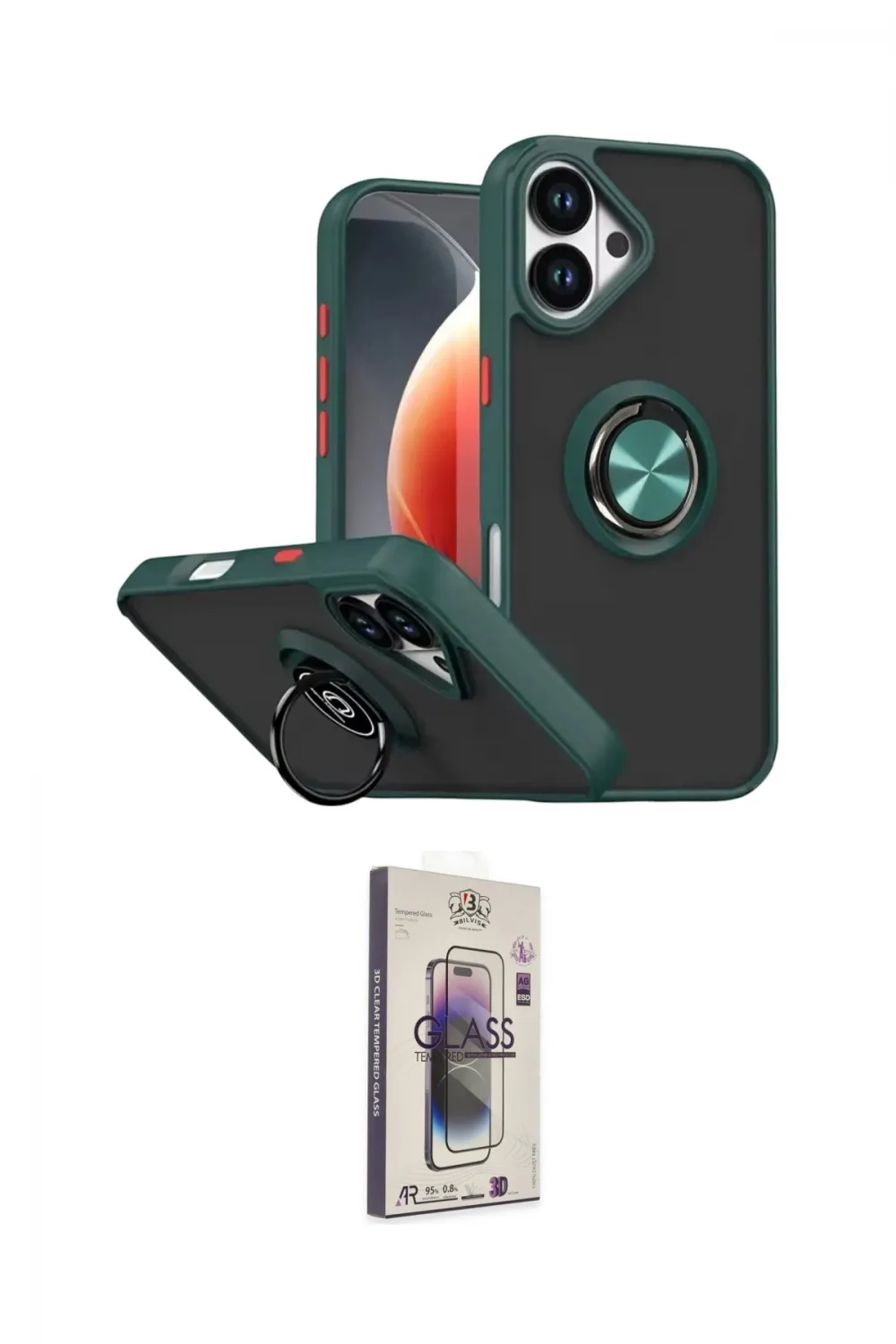 ieg™ iPhone 17 Kılıf Yörünge Çizgi - Siyah Bilvis 3D Cam Ekran Koruyucu