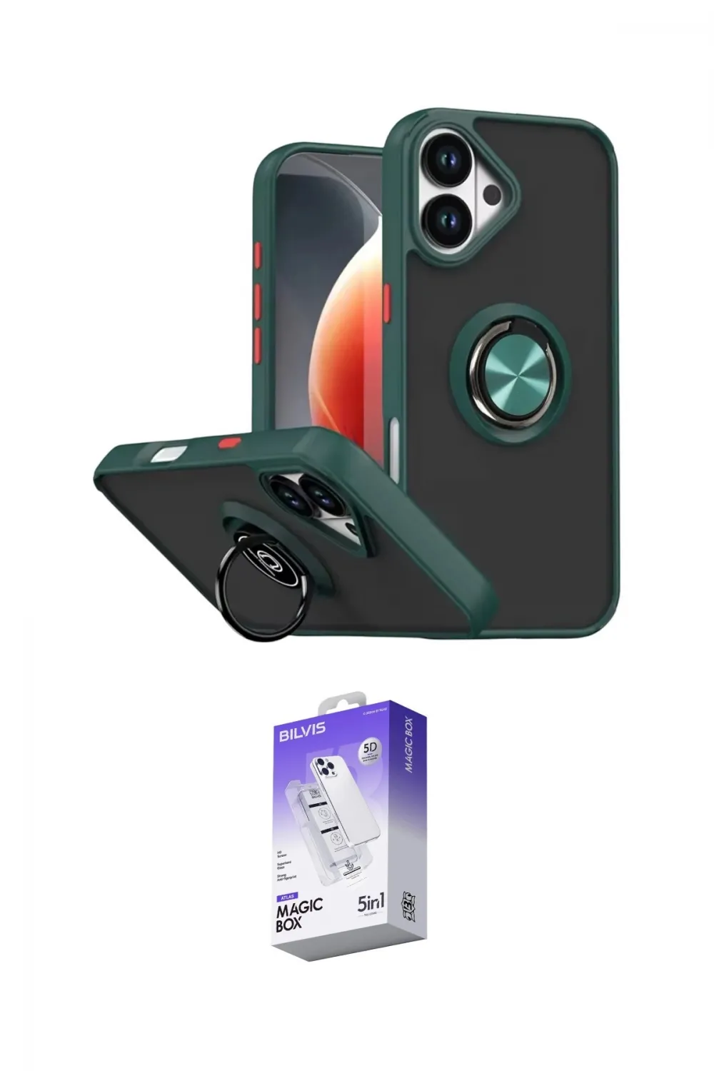 ieg™ iPhone 17 Kılıf Yörünge Çizgi - Siyah Bilvis 5in1 3D Magic Cam Ekran Koruyucu
